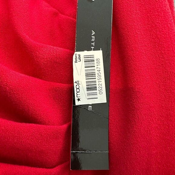 Tahari Red Jewel Neck Ruched Knee Length Dress| Size 8 - Picture 9 of 9